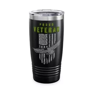 Stolzer Veteran schwarz mit Adler und Flagge Ringhals Becher, 20oz - Bild 1 von 5