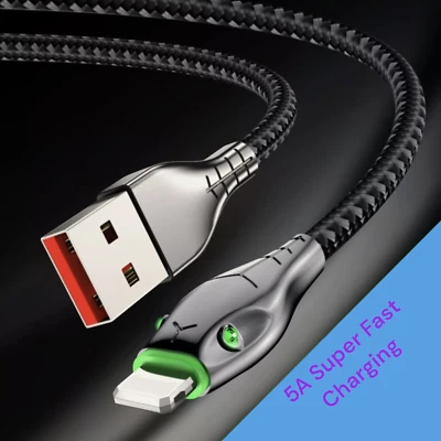 Heavy Duty Braided Long USB Fast Charger Cable Lead For iPhone 14 13 12 11 X 7 8 - Image 1 of 4