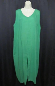 Soft Surroundings Long Kelly Green Sleeveless Liner Slip Dress Front Slit XL - Picture 1 of 6