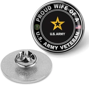 Proud Wife of a United States Army Veteran Tie Suit Shirt Lapel Pin - Silver - Picture 1 of 3