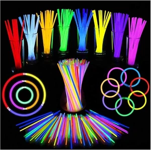8"Party Pack Glow Stick Neon Colors Favor with Connector 50/100/200/300/400/500 - Picture 1 of 17