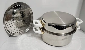 Health Craft 6qt Pot With Steamer Tray 5 Ply Surgical Steel 3 Pieces Made In USA - Picture 1 of 17
