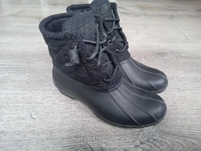 Sperry Womens Quilted rain Boots Black Size 6.5 STS97562F Snow Wool Duck Boots - Image 1 of 4