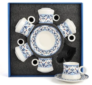 Turkish Coffee Cup Set of 12, Porcelain cups and Saucers (3 oz) Turkish Espresso - Picture 1 of 3