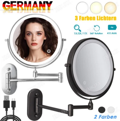 1/5/10fach Schmink Spiegel mit LED Beleuchtung Kosmetik Spiegel Licht Beleuchtet - Bild 1 von 4
