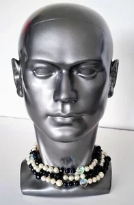 Black & White Layered Pearl Choker Necklace - Picture 1 of 5