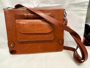 Cross Body Messenger Satchel Bag iPad tablet 8.5" X 11" Brown Leather? - Picture 1 of 9