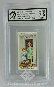 1935 WD & HO Wills Princesses Elizabeth and Margaret Card Graded 7.5