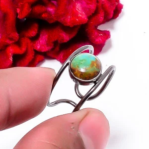 Copper Turquoise - Pilot Mountain Black Rhodium Plated 925 Silver Ring s.8 Sku10 - Picture 1 of 3