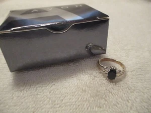 2004 AVON Sterling Silver Genuine Black Sapphire Ring Size 6 ~ NEW IN BOX ~ - Picture 1 of 3