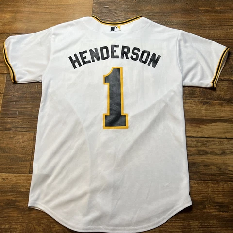 Henderson #1 Pittsburgh Pirates MLB Majestic White Jersey Youth Kids L Cover