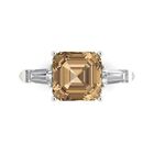 3.5ct Asscher 3 stone Simulated Champagne Stone Promise Ring 14k White Gold