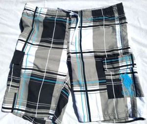 Pantalones Cortos de Natación Polo Ralph Lauren Para Hombres Grandes Gris A Cuadros Ventana Baúles Big Pony - Imagen 1 de 7