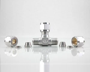 4TTT316 HOKE GYROLOK 316 STAINLESS TUBE UNION TEE 1/4 IN OD TUBE COMPRESSION FIT - Picture 1 of 3
