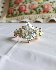 2Ct Marquise Cut Lab-Created Diamond Engagement Ring 14K Yellow Gold Plated - Picture 1 of 7