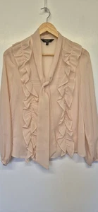 Lipsy Chiffon Style Frill Peach Blouse Lightweight Sheer Size 10 - Picture 1 of 7
