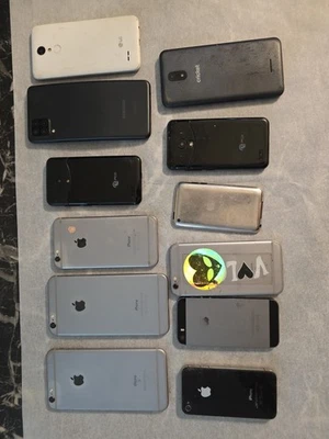 Lot of 12 Cell Phones for Parts or Repair No Chargers, 6 iphones And More - Image 1 of 4
