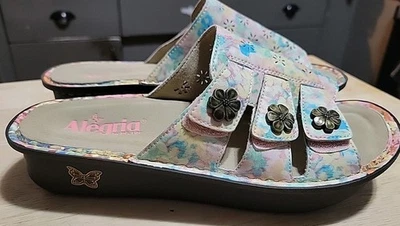 Sandalias Alegria Julee para mujer talla 40 cuero floral pastel sandalia deslizable nuevas sin caja Foto 1 de 4