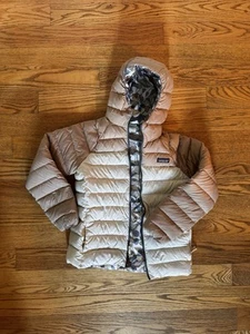 RARE Patagonia Kids' Down Sweater Hoody Large [Mushroom Forest & White Wool] - Picture 1 of 2