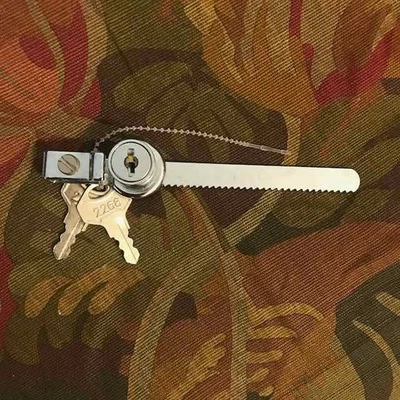 Sliding Glass Door Lock with Standard Ratchet Retail Store Chrome "Tamper Proof" - Image 1 of 4