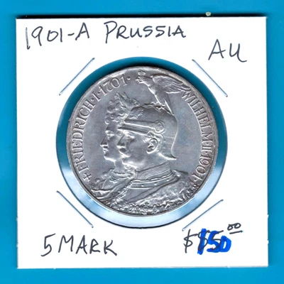 PRUSIA - HERMOSO HISTÓRICO GUILLERMO II PLATA 5 MARCOS, 1913 A, KM# 526 Foto 1 de 2