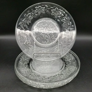 PRINCESS HOUSE Fantasia Clear Glass Salad Plates 8" Floral Set of 4 Vintage - Picture 1 of 5
