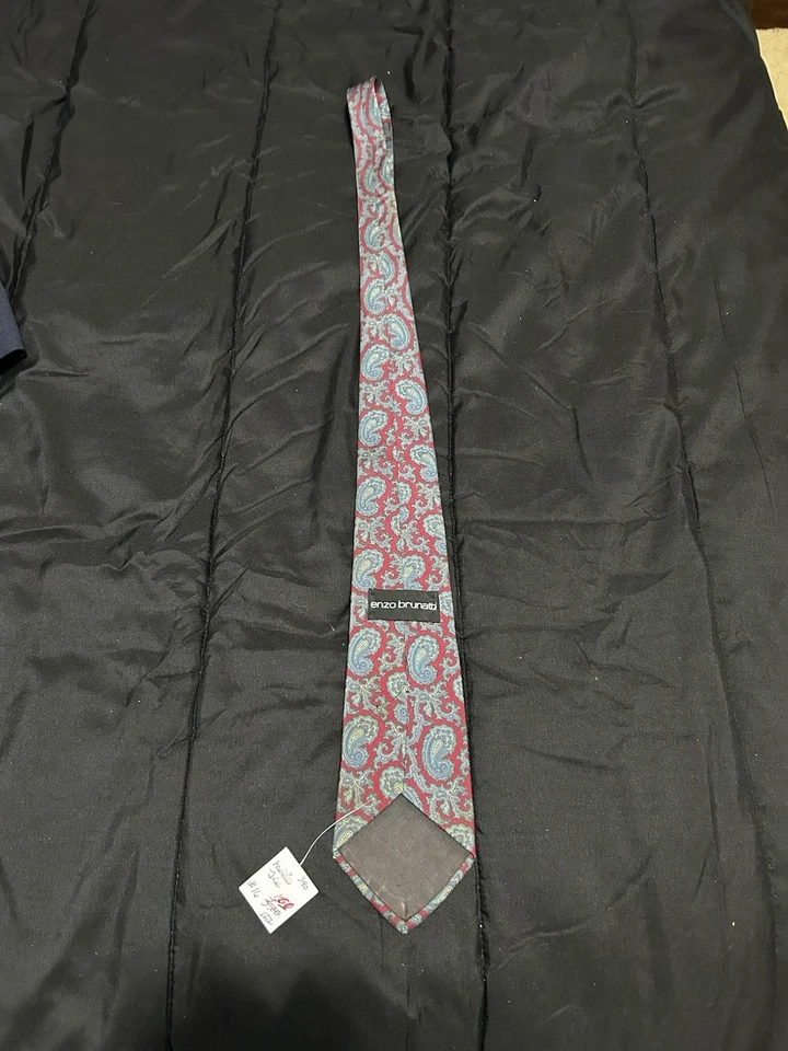 Enzo Brunatti 领带 100% 真丝 59 英寸 x 3.75 英寸美国制造 — 第 1/2 张图片