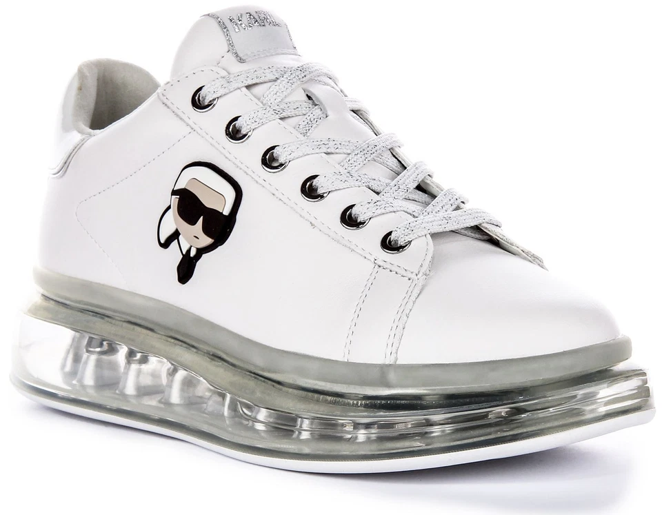 Zapatillas deportivas Karl Lagerfeld Lo con suela con cordones para mujer en blanco negro EE. UU. 5-10 Foto 1 de 1