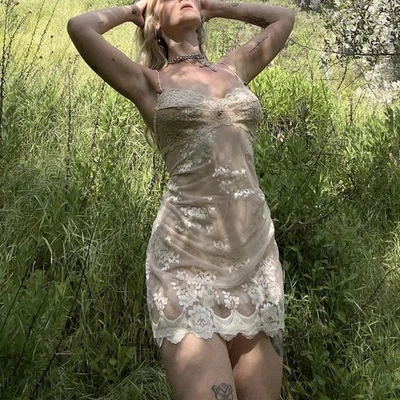 90’s Claire Pettibone Sheer Rose Slip - Image 1 of 4