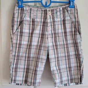 Limited Too Plaid Bermuda Shorts Girls  2000s Y2k Aqua Turquoise Brown Size 12 - Picture 1 of 5