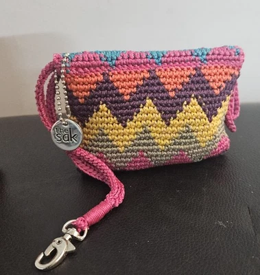 The Sak Crochet Double Coins Rainbow Chevron Weave Hobo Whimsy Hippie - Image 1 of 4