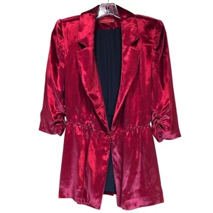 Blazer Alice + Olivia Terciopelo Rojo Manga 3/4, Chaqueta Talla Mediana, Usado en Excelente Condición - Imagen 1 de 5