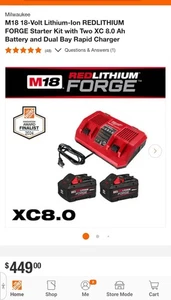 ⭐️NEW 2024 PIPELINE⭐️ Milaaukee M18 FORGE 8.0 2-Battery & Dual RAPID 48-59-1888 - Picture 1 of 2