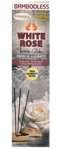 3x 80g PATANJALI AASTHA ROSA BIANCA PREMIUM BASTONCINI DI INCENSO SENZA BAMBÙ AGARBATTI - Foto 1 di 3