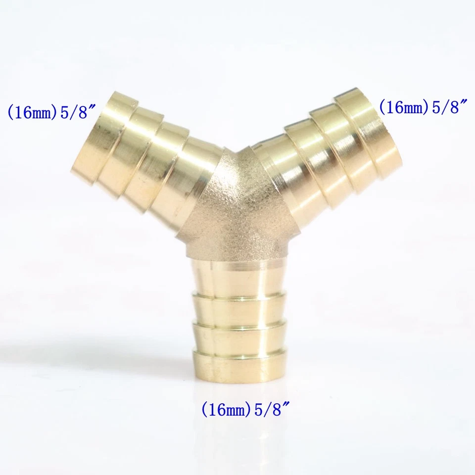 Y3 Way 5/8 英寸(16 毫米)黄铜软管杆配件管接头燃油水燃气空气 — 第 1/1 张图片