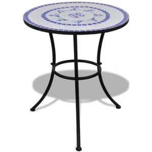 Mosaic Coffee Table Garden Bistro Patio Balcony Furniture Ceramic Top Steel Legs - Picture 1 of 5