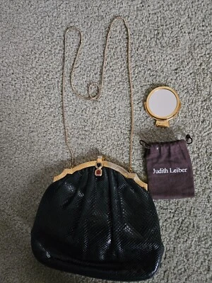 Bolso Bandolera de Hombro Judith Leiber Azul Marino Piel de Serpiente Foto 1 de 4