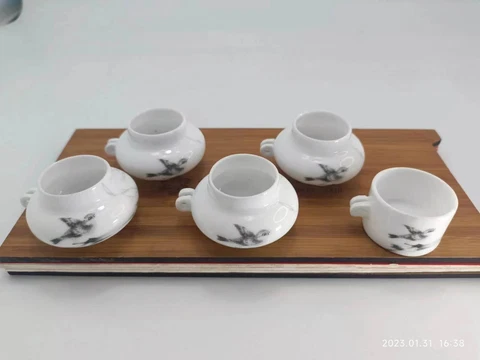 Porcelain Small Bird Feeders Seed/Water Cups for Chinese Bamboo Bird Cage Cover