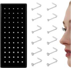 Straight L Shaped Stainless Steel Nose Studs Rings Piercing Pin Body Jewelry 20G - Picture 1 of 11