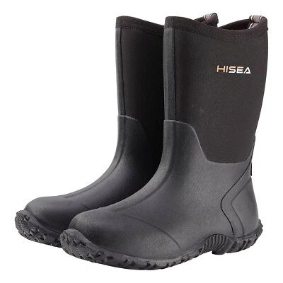 HISEA Kids Rain Boots Waterproof Fishing Camping Mud Boots Black-US 3 Little Kid - Image 1 of 4