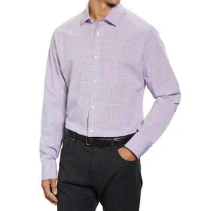 Men's Kirkland Signature, Non-Iron, Purple Checkered Dress Shirt  (15-15.5)   V - Picture 1 of 7