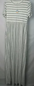 * PinkBlush Damen weiß grau gestreift große Kleid Taschen Größe L lang 67" - Bild 1 von 7