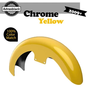 Se adapta a 09+ Harley Advanblack CROMADO AMARILLO 19" Revelación Envoltura Abrazador Guardabarros Frontal - Imagen 1 de 9