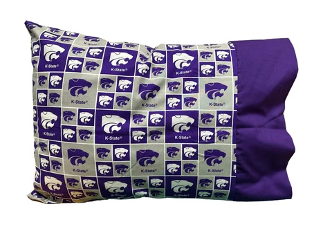 Kansas State University Wildcats Pillowcase-Geometric Cotton Cover
