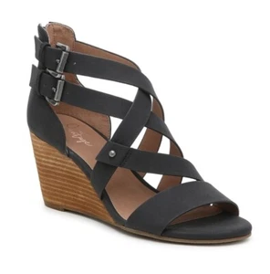 $80 CORONA VINTAGE Cirque Negro Tirantes Sandalias de Cuña Tacones Veganos NUEVO Talla 6.5 - Imagen 1 de 13
