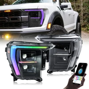 RGB LED Headlights For Ford F150 14th Gen P702 2021 2022 2023 2024  Lamps - Picture 1 of 20