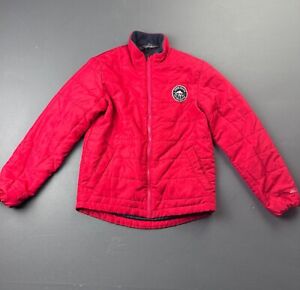Eddie Bauer Puffer Jacket Kids Medium 10/12, Red Full Zip, Retro Logo on Chest