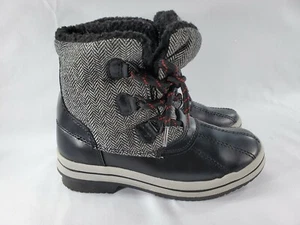 Man's Merona Black/Gray Leathe/Rubber Boots Faux Fur Soft Lined Winter Size 7 - Picture 1 of 9