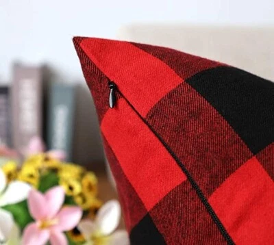 Chic 18"x18" Black and Red Plaid Pillowcase Covers Set of 2 for Indoor & Outdoor - Imagem 1 de 4