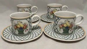 VILLEROY & BOCH 4 Tassen und Untertassen Sets KORB Muster KLEIN FLACH 2-3/4"" DEUTSCHLAND - Bild 1 von 13